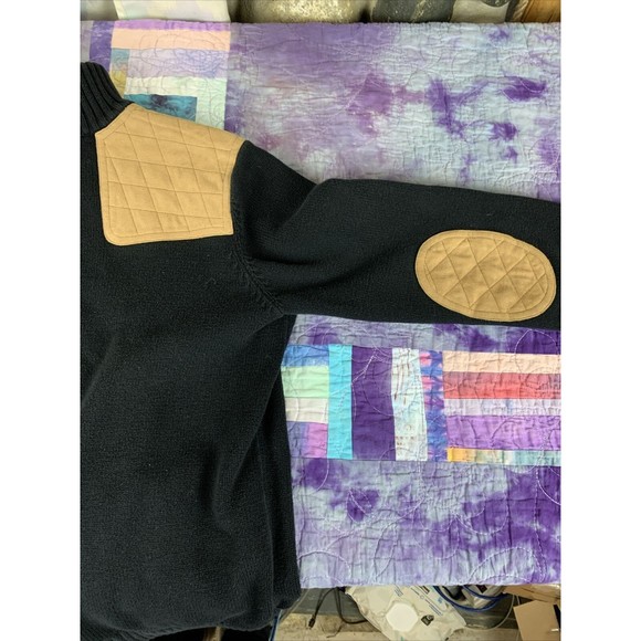 Lauren Ralph Lauren Women Large Black Equestrian Cardigan Faux Suede Patch - Picture 8 of 8